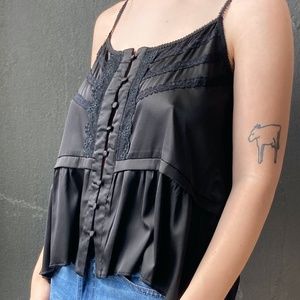 Black silk lace camisole